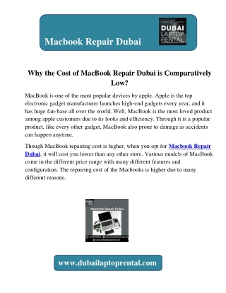 Why the Cost of Macbook Repair Dubai is Comparatively Low?