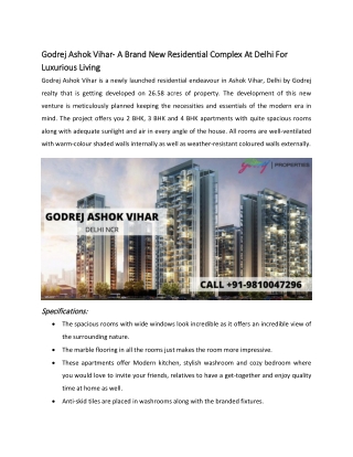 Godrej Ashok Vihar New Plan