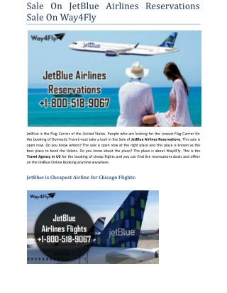 Sale On JetBlue Airlines Reservations Sale On Way4Fly