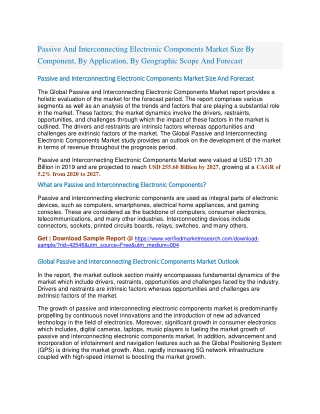 Passive And Interconnecting Electronic Components Market Size By Component, By Application, By Geographic Scope And Fore