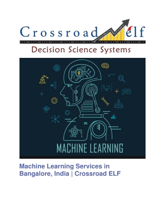 Machine Learning Company In Bangalore,India | Machine Learning Experts | Crossroad Elf