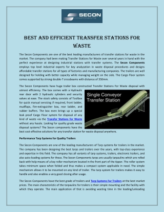 Best and Efficient Transfer Stations for Waste