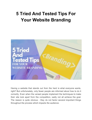 5 Tried And Tested Tips For Your Website Branding