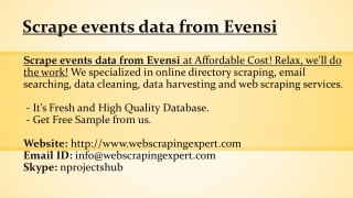 Scrape events data from Evensi