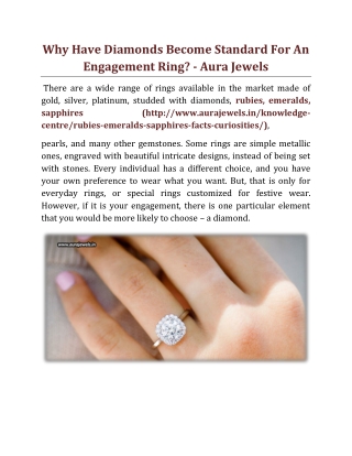 Why Have Diamonds Become Standard For An Engagement Ring - Aura Jewels