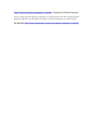 Expert Payment Gateway Integration in Android - Integration of Payment Gateway