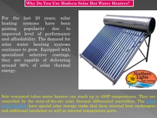 Solar Hot Water Heaters -  Northern Lights Solar Solutions