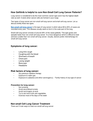 Gefitinib tablets- Non small cell lung cancer medication