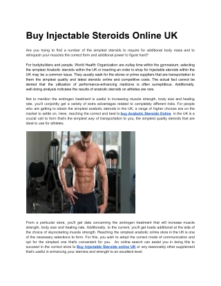 Buy Injectable Steroids Online UK