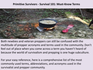 Primitive Survivors - Survival 101: Must-Know Terms