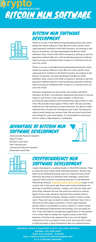 Bitcoin MLM Software | Crypto Developers