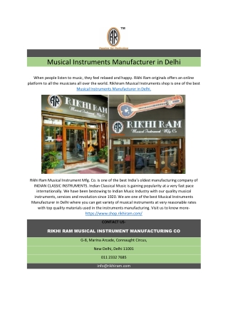 Musical Instruments Manufacturer in Delhi