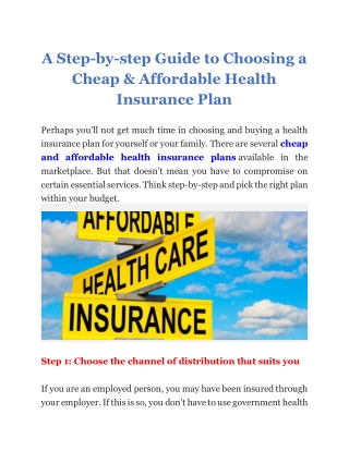 A Step-by-step Guide to Choosing a Cheap & Affordable Health Insurance Plan