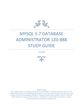 MySQL 5.7 Database Administrator 1Z0-888 Study Guide