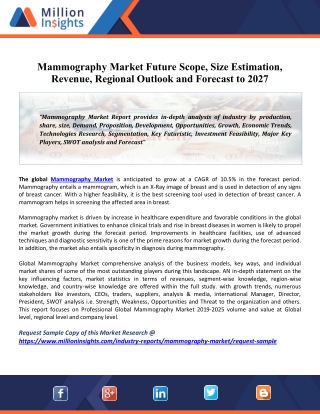 Mammography Market By 2027 Share, Industry Size, Segmentation & Opportunities