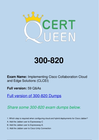 Actual Cisco 300-820 CLCEI Exam Dumps Questions