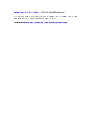 Hire Full Stack Android Developer | Full Stack Android Development