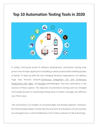 Top 10 Automation Testing Tools in 2020