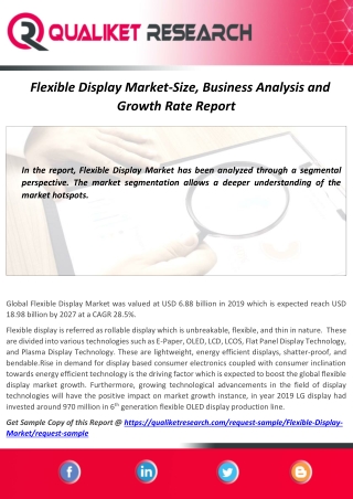 Global Flexible Display Market Business Analysis,Size,Share,Demand ,Application and Regional Growth
