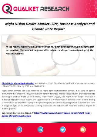 Top 10 Major Vendors in the Global Night Vision Device Market 2020-2027