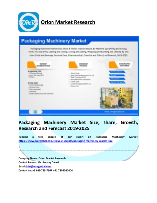 Packaging Machinery Market Research and Forecast 2019-2025