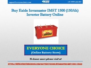 Buy Exide Invamaster IMST 1500 (150Ah) Inverter battery online