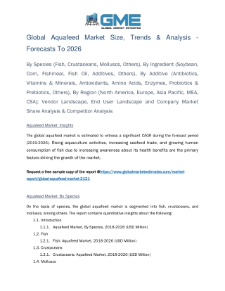 Global Aquafeed Market Size, Trends & Analysis- Forecasts to 2026