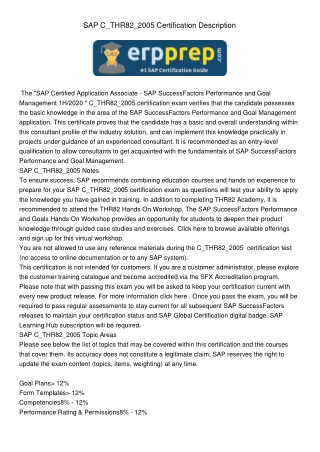 C_THRSAP C_THR82_20052_2005 Certification
