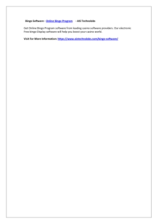 Bingo Software - Online Bingo Program  - AIS Technolabs