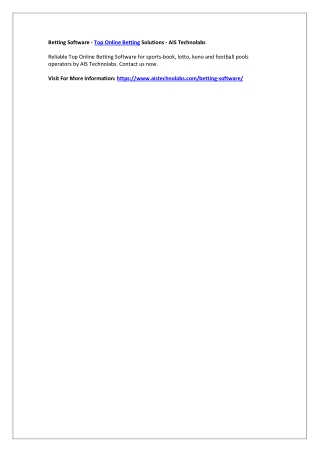 Betting Software - Top Online Betting Solutions - AIS Technolabs