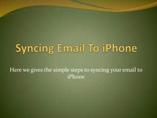 Syncing Email With iPhone