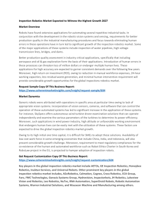 Inspection Robotics Market Expected to Witness the Highest Growth 2027