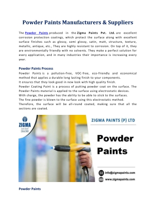 Powder Paints Manufacturers & Suppliers