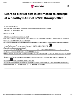 2020 Seafood Market Size, Share and Trend Analysis Report to 2026