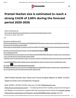 2020 Pretzel Market Size, Share and Trend Analysis Report to 2026