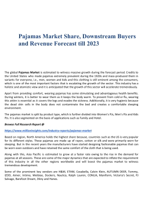 Pajamas Market Share, Downstream Buyers and Revenue Forecast till 2023