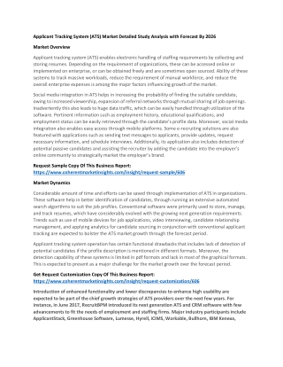 Applicant Tracking System (ATS) Market Detailed Study Analysis with Forecast By 2026