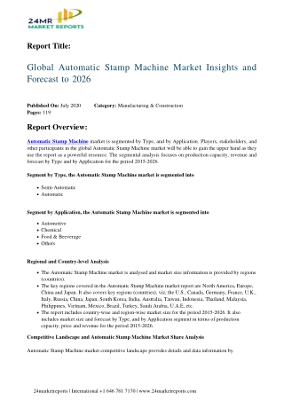 Automatic Stamp Machine Market Insights and Forecast to 2026