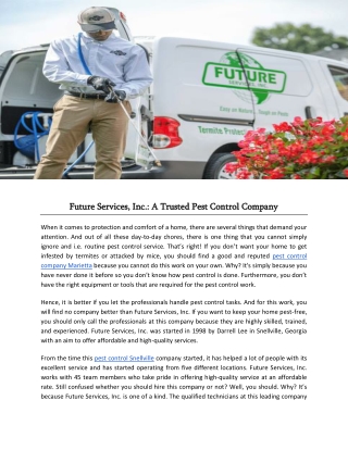 Future Services, Inc.: A Trusted Pest Control Company