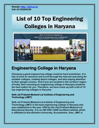 List of 10 Top Engineering Colleges in Haryana