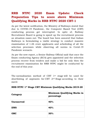 RRB NTPC 2020 Exam Update: Check Preparation Tips to score above Minimum Qualifying Marks in RRB NTPC 2020 CBT-1