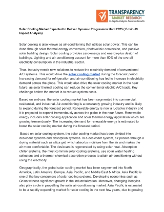 Assessment of COVID-19's Effect on Solar Cooling Market | Evolving Opportunities till 2025