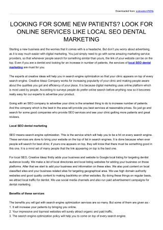 LOOKING FOR SOME NEW PATIENTS? LOOK FOR ONLINE SERVICES LIKE LOCAL SEO DENTAL MARKETING