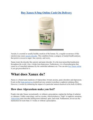 Buy Xanax 0.5mg Online Cash On Delivery