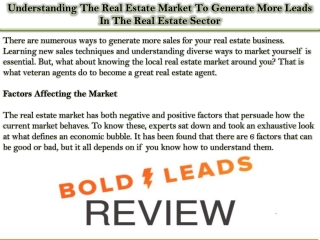 Understanding The Real Estate Market To Generate More Leads In The Real Estate Sector
