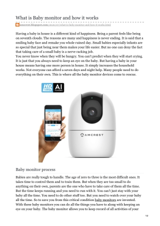 What is Baby monitor and how it works