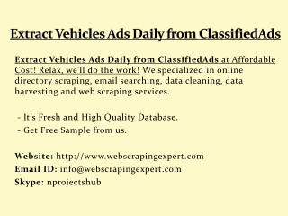 Extract Vehicles Ads Daily from ClassifiedAds