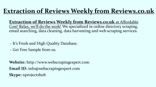 Extraction of Reviews Weekly from Reviews.co.uk