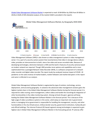 Global Video Management Software Market- Industry Analysis and Forecast (2019-2026)