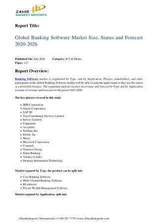 Banking Software Market Size, Status and Forecast 2020-2026